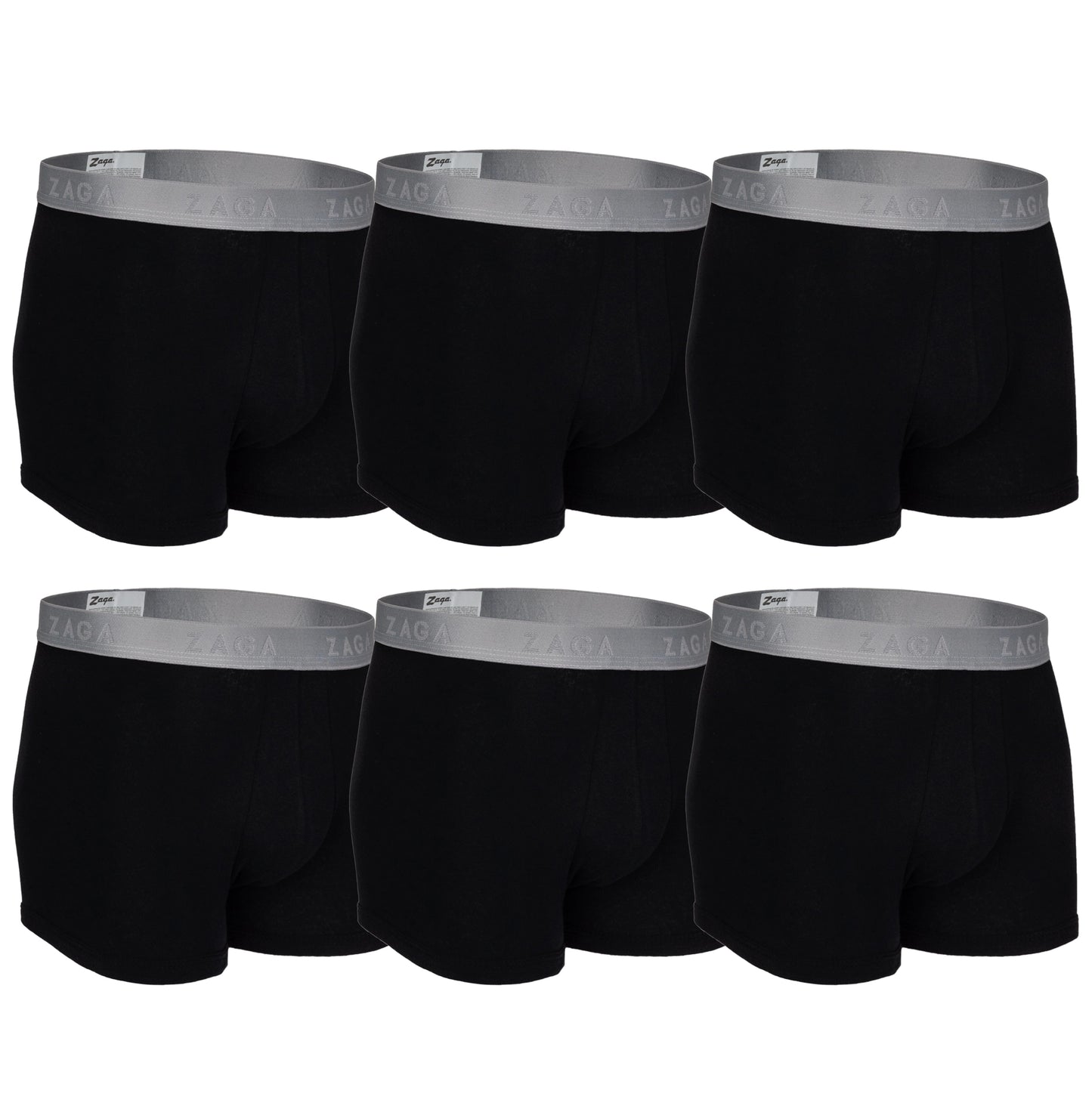 Boxer Corto Algodon 100% 6Pack Negro