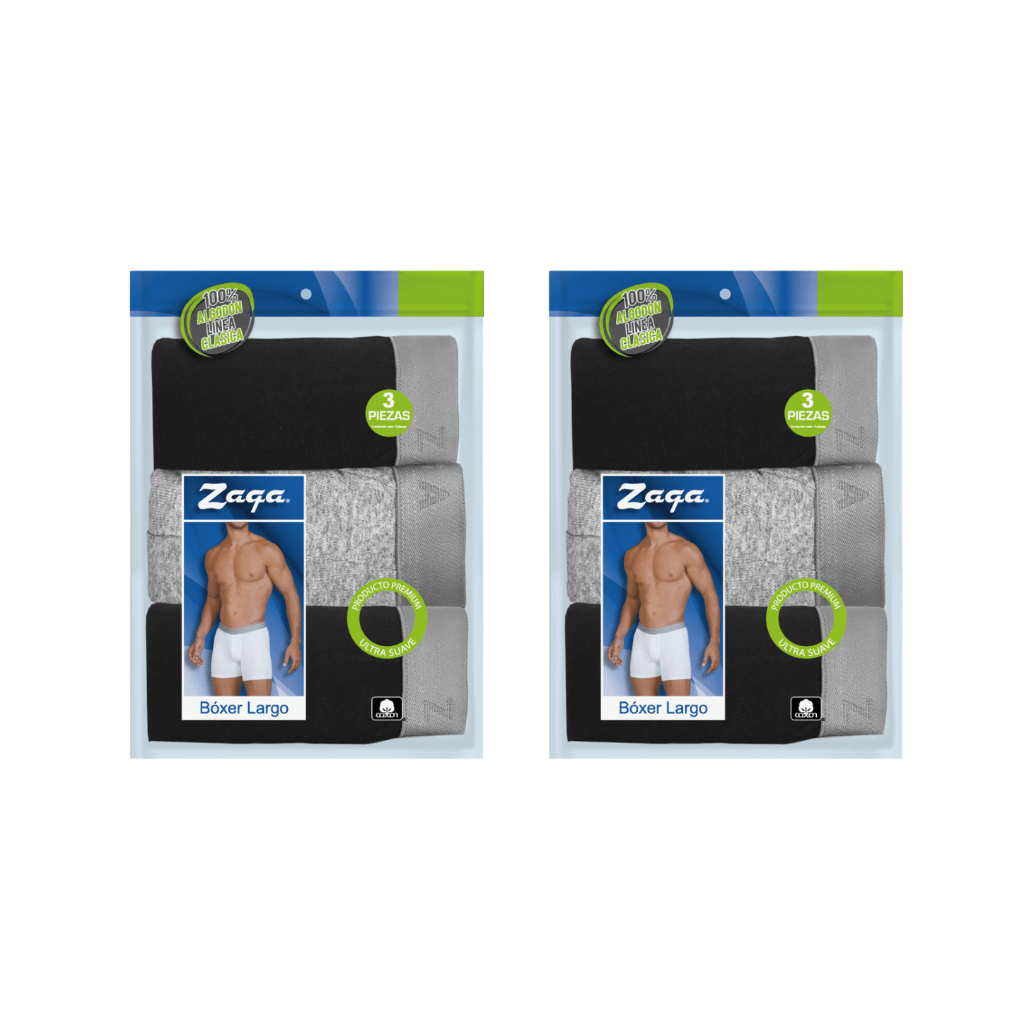 Boxer Largo Algodón 100% 6Pack
