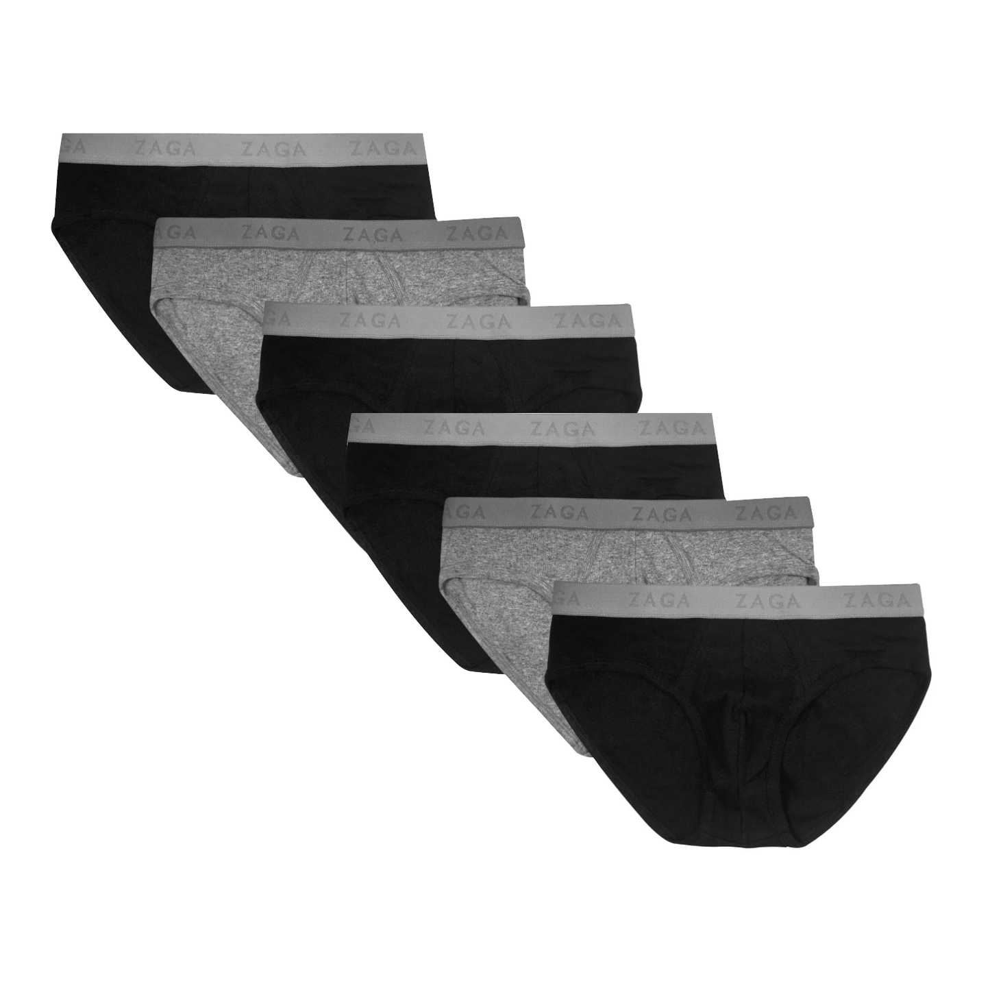 Brief Algodón 100% 6Pack Negro, Gris, Negro