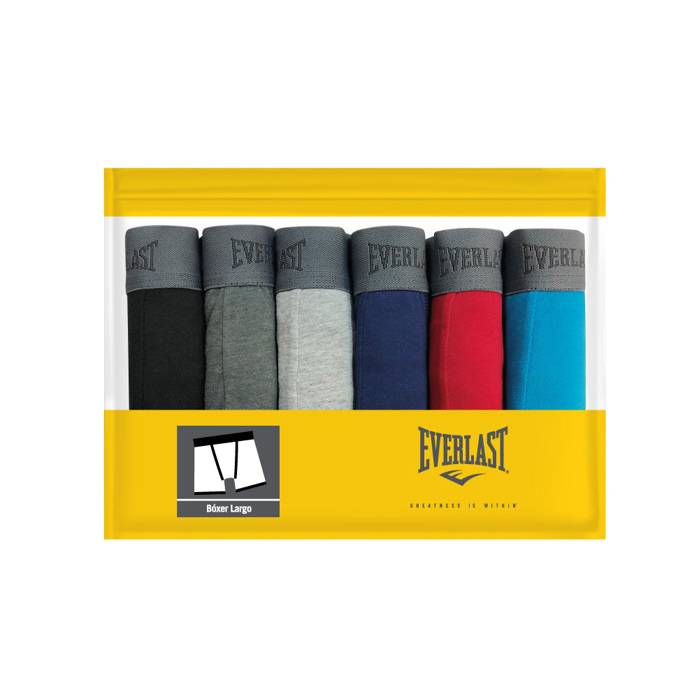 Boxer Largo Everlast 6 Pack Colores Lisos