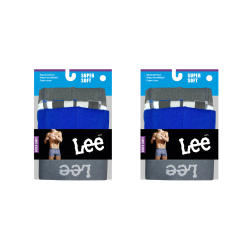 Boxer Corto Lee 6 Pack Azul Cuadros Oxford
