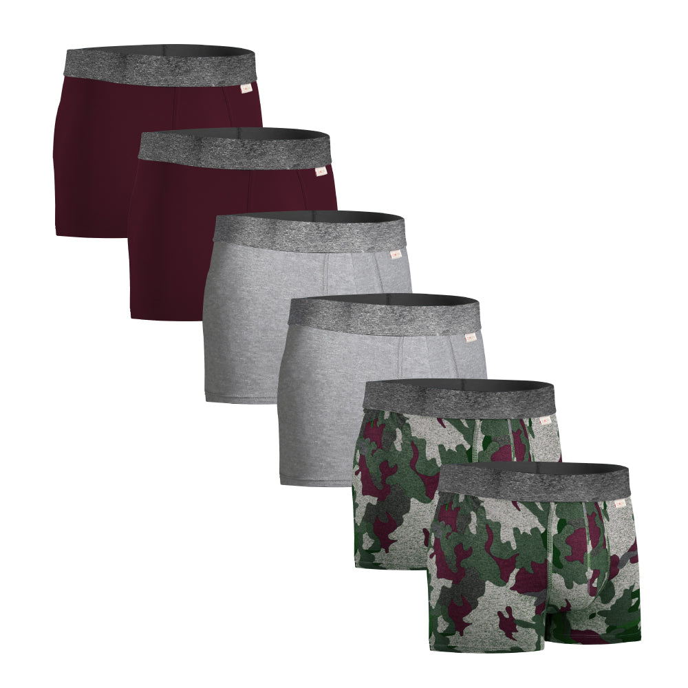 Boxer Corto Camuflaje Vino 6 Pack