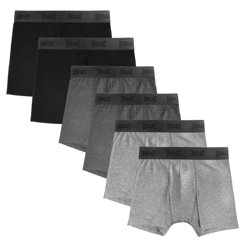 Boxer Largo Everlast 6 Pack Colores Lisos Negro Gris Jaspe