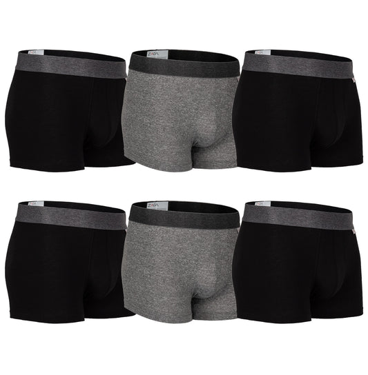 Boxer Corto Lisos 6pack Negro, Jaspe, Negro