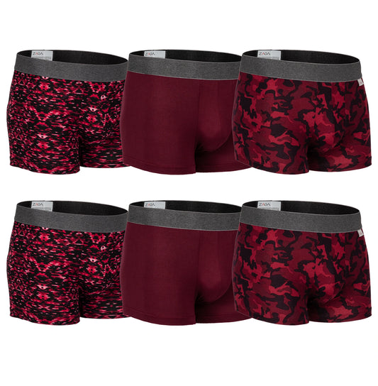 Boxer Corto Rombos Vino 6 Pack
