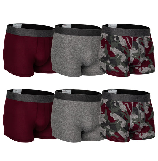 Boxer Corto Camuflaje Vino 6 Pack