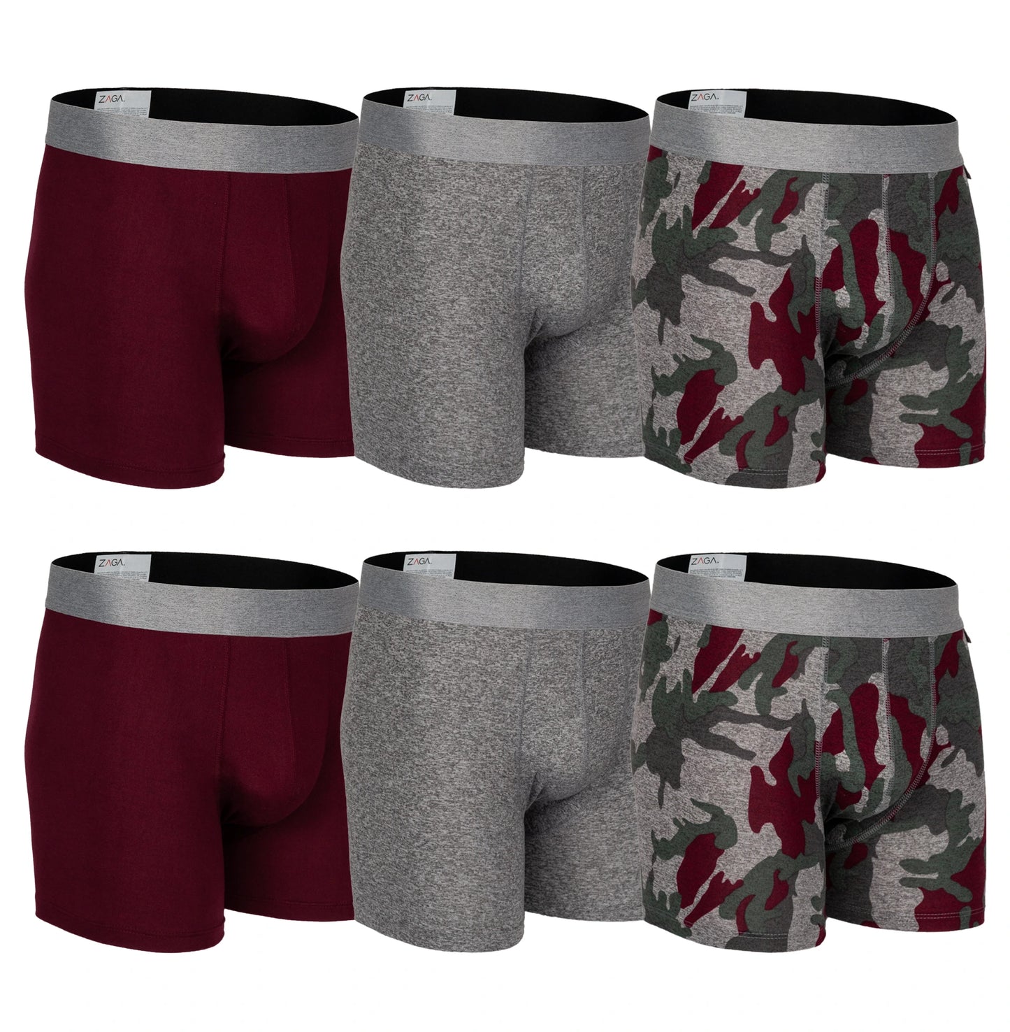 Boxer Largo Camuflaje Vino 6 Pack
