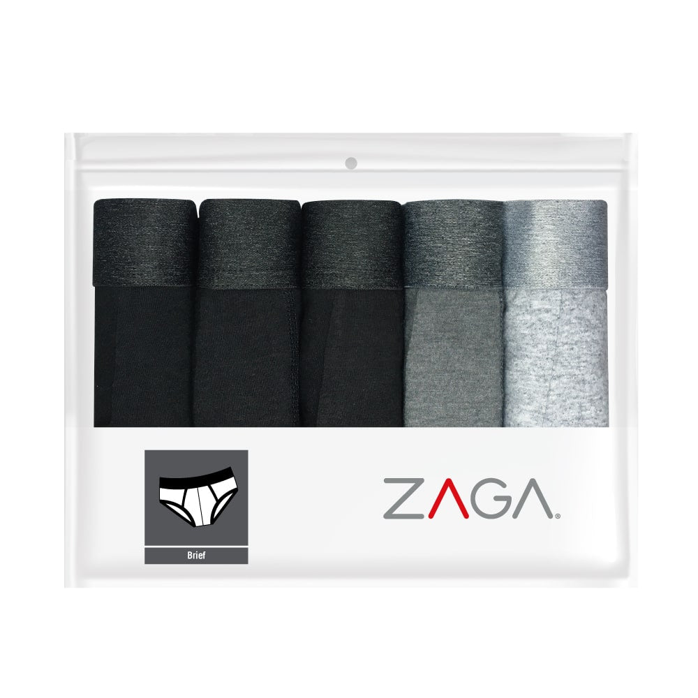Brief 5 Pack Negro Gris, Jaspe