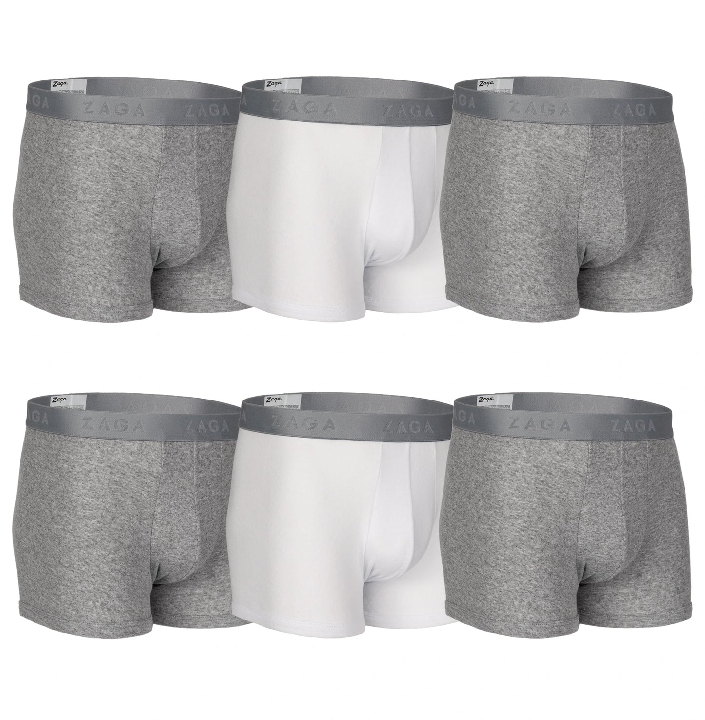 Boxer Corto Algodón 100% 6Pack Jaspe, Blanco, Jasspe