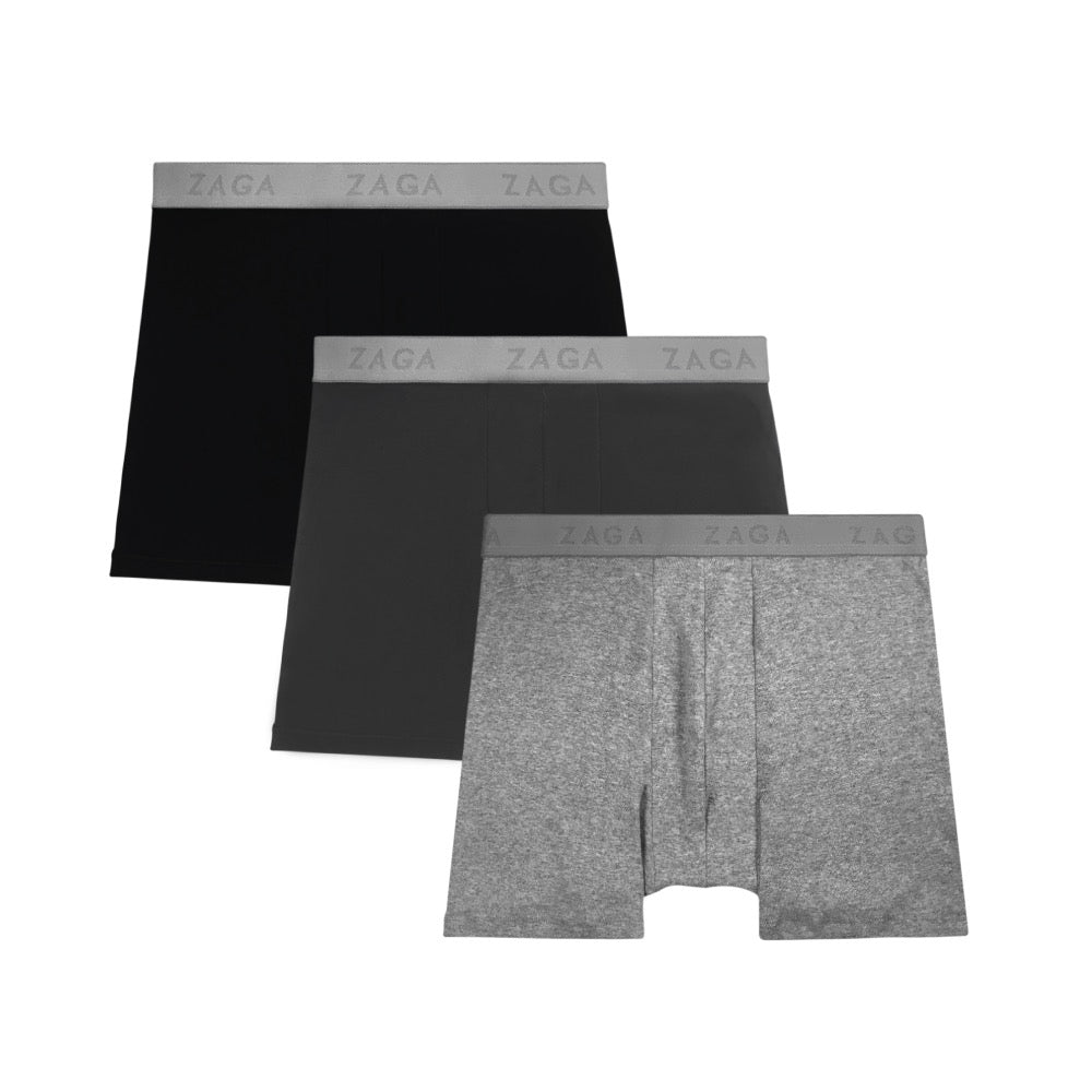 Boxer Largo Algodón 100% 6Pack Negro, Gris, Jaspe