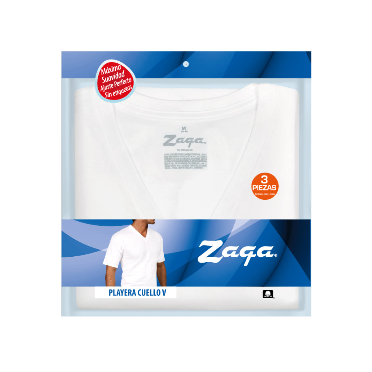 Playera Cuello V Blanca 3Pack
