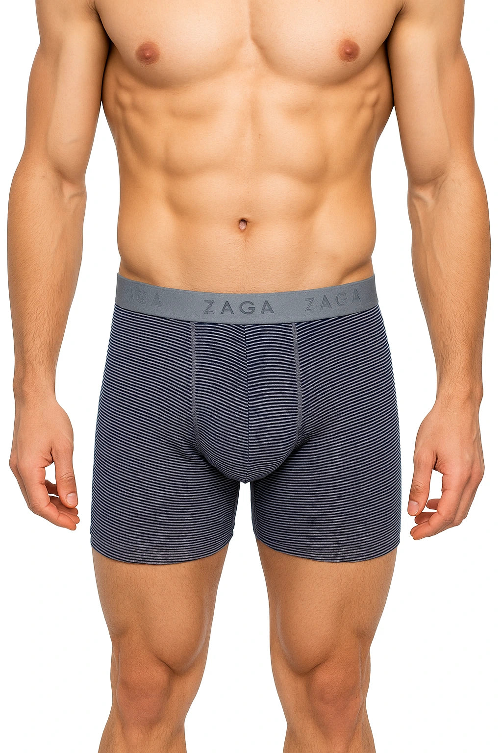 Boxer Largo Algodón 100% 6Pack Azul Rayas Jaspe