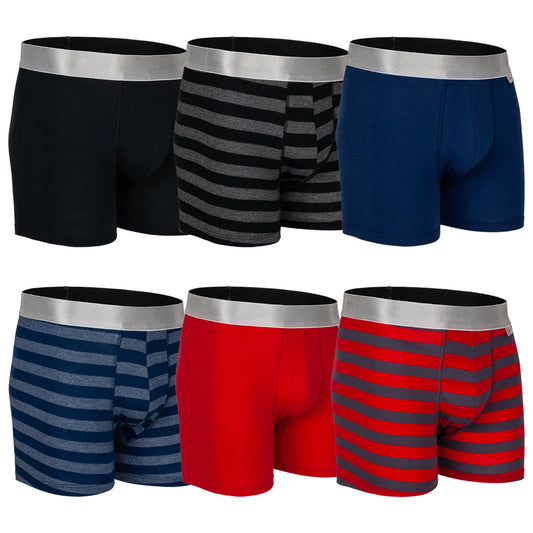 Zaga Boxer Largo 6 Pack Marino-Rojo-Negro-Rayas