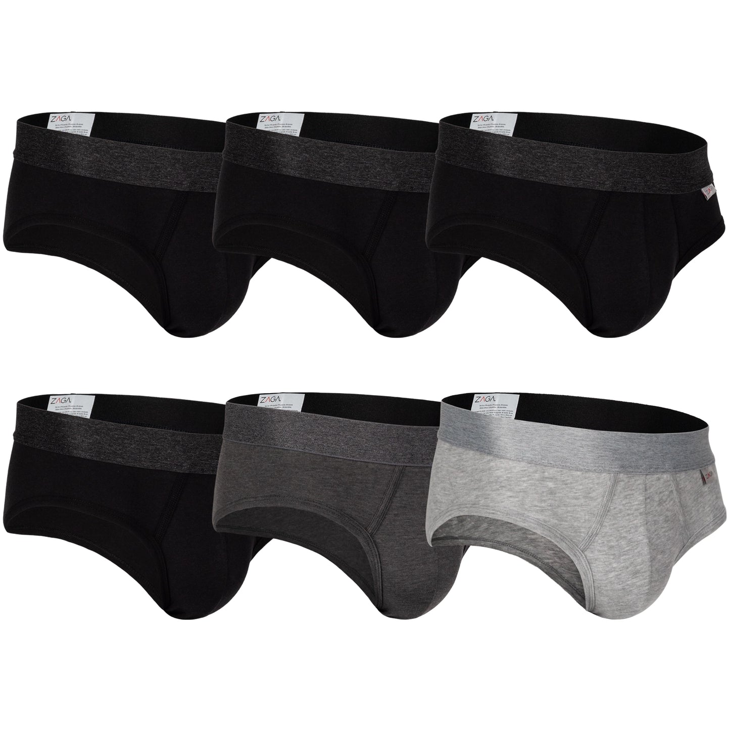 Brief 5 Pack Negro Gris, Jaspe