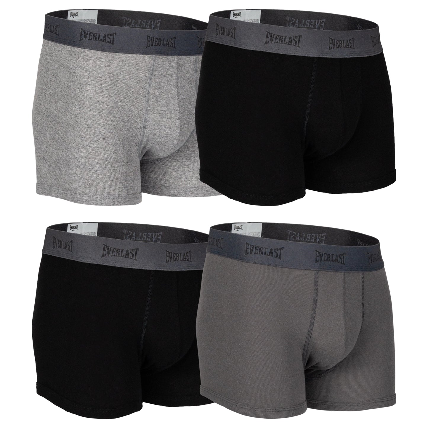 Boxer Corto Everlast Negro, Acero, Jaspe 4 Piezas 100% Algodon