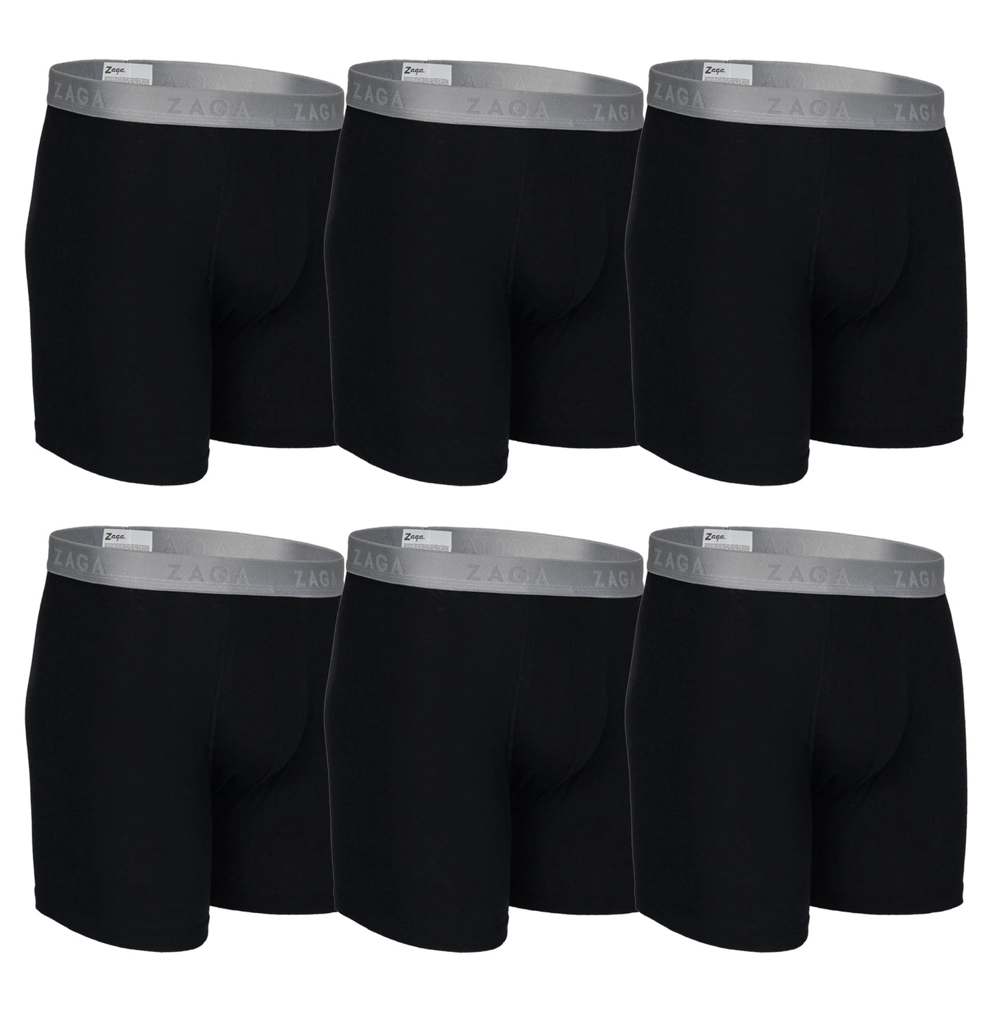 Boxer Largo Algodón 100% 6Pack Negro