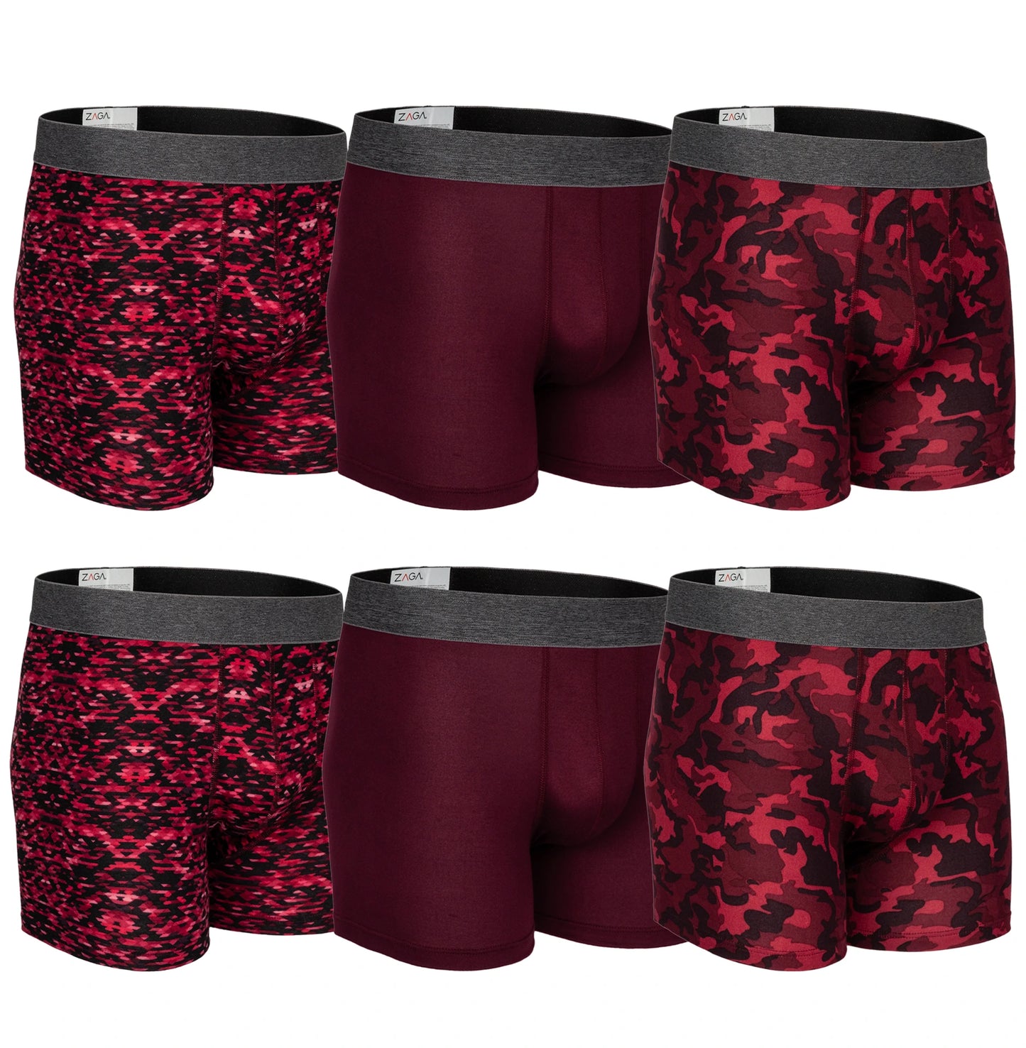 Boxer Largo Rombos Vino 6 Pack