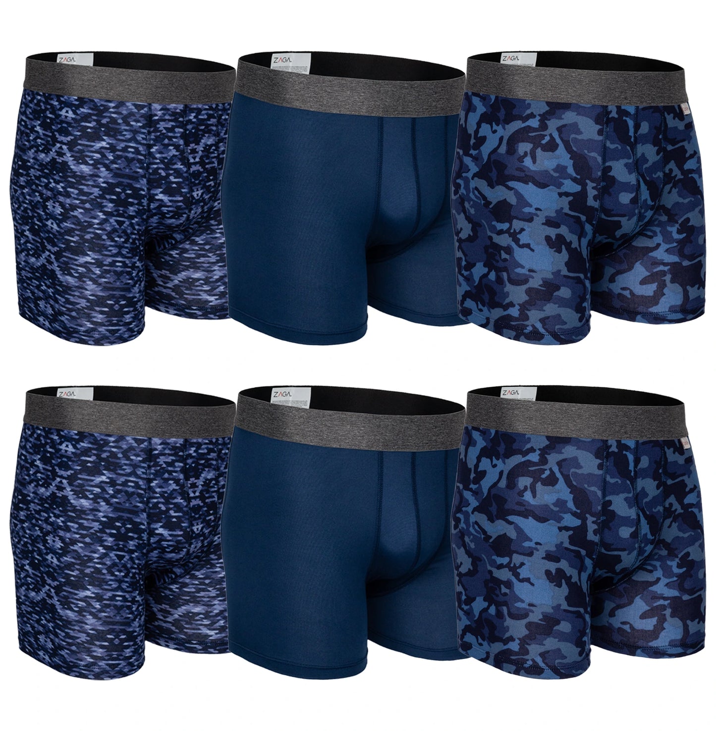 Boxer Largo Rombos Azul 6 Pack