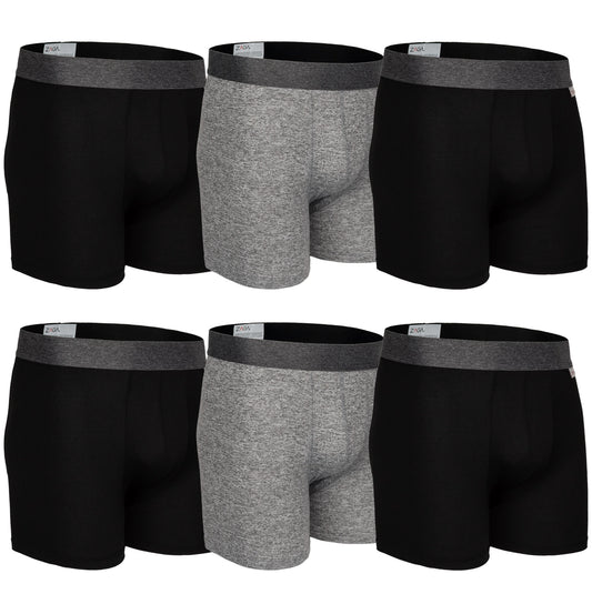 Boxer Largo Zaga 6pack Negro, Jaspe, Negro