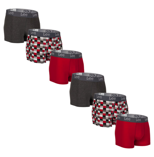 Boxer Corto Lee 6 Pack Rojo Cuadros Oxford