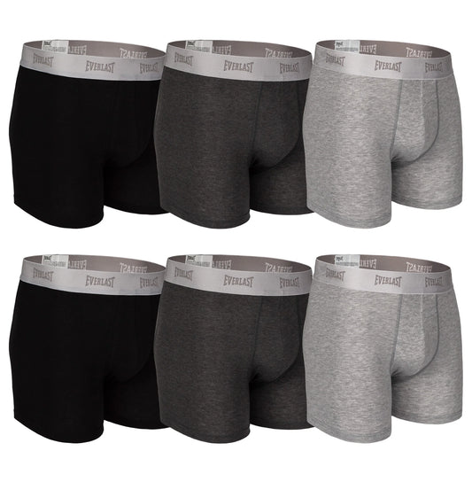 Boxer Largo Everlast 6 Pack Colores Lisos Negro Gris Jaspe