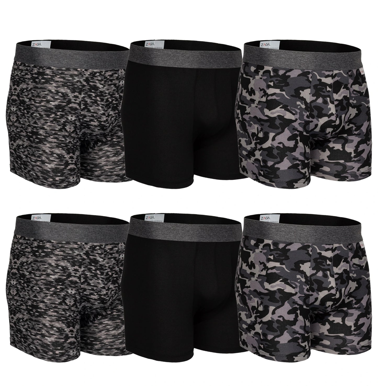 Boxer Largo Rombos Negro 6 Pack