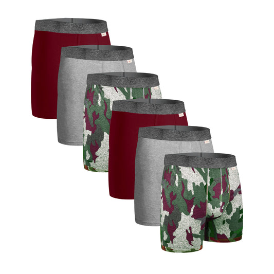 Boxer Largo Camuflaje Vino 6 Pack