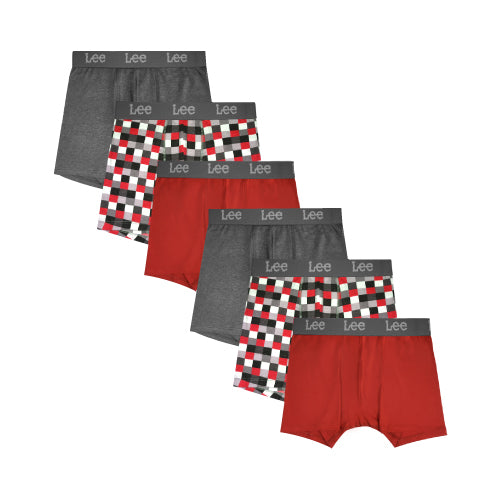 Boxer Largo Lee 6 Pack Rojo Cuadros Oxford