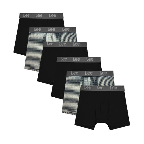 Boxer Largo Lee 6 Pack Negro Rayas Negro