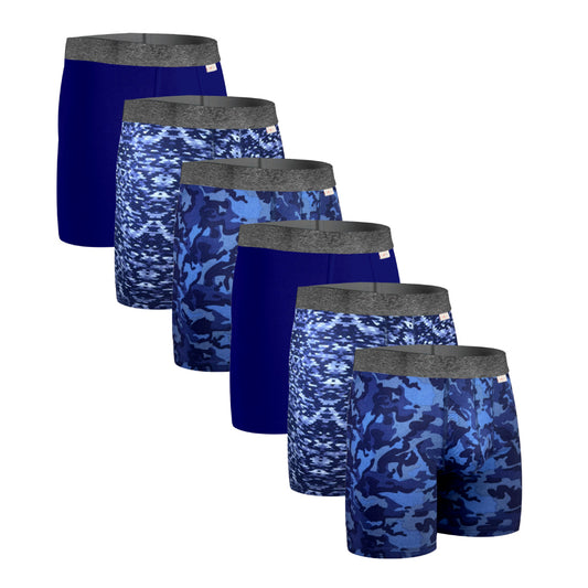 Boxer Largo Rombos Azul 6 Pack