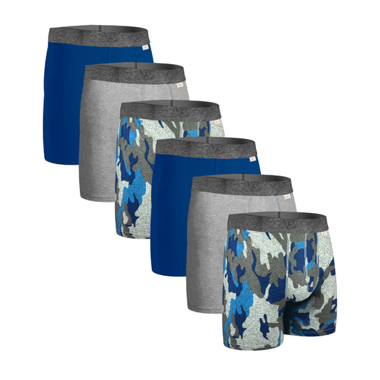 Boxer Largo Camuflaje Azul 6 Pack