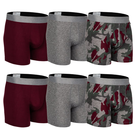Boxer Largo Camuflaje Vino 6 Pack