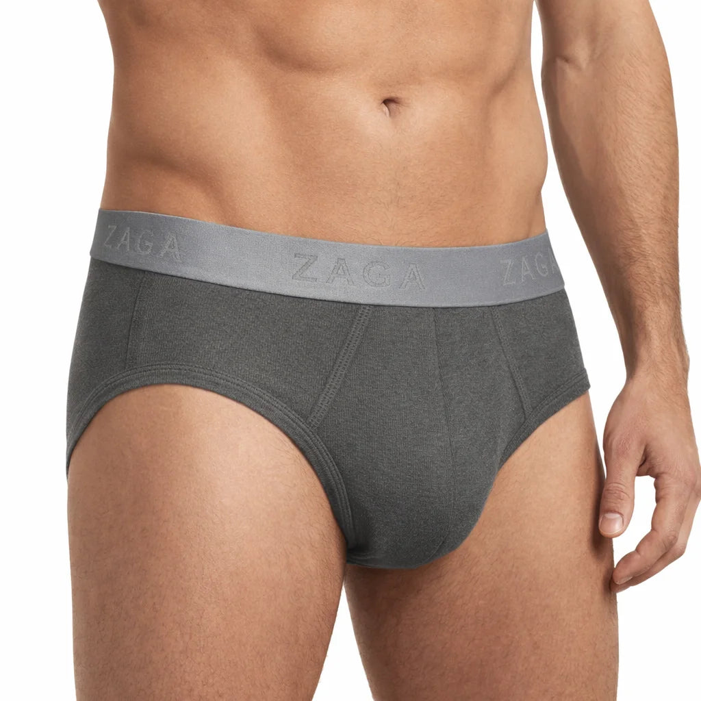 Brief Algodón 100% 6Pack Negro, Gris, Jaspe