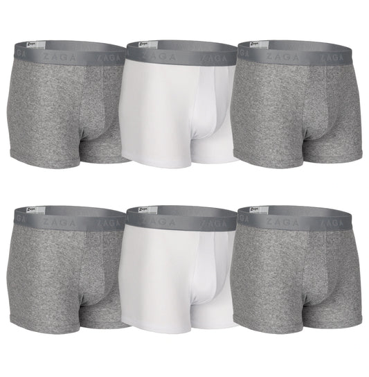 Boxer Corto Algodón 100% 6Pack Jaspe, Blanco, Jasspe
