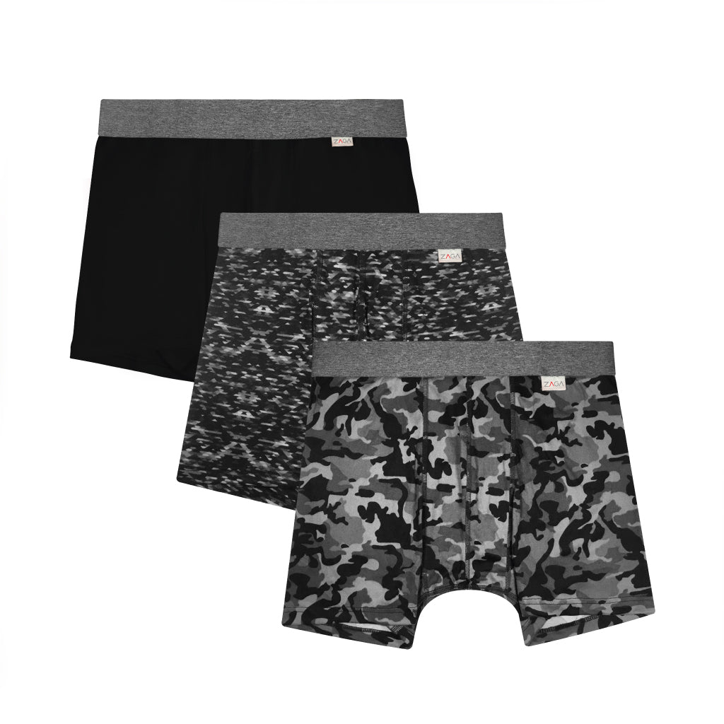 boxer largo biker super suave negro camuflaje hombre  moda comodidad  ropa interior